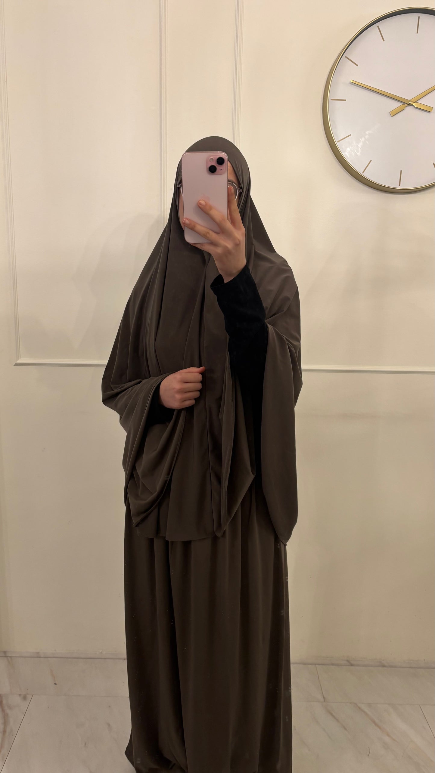 Premium Jersey Khimaar met Rok Set paarsgrijs