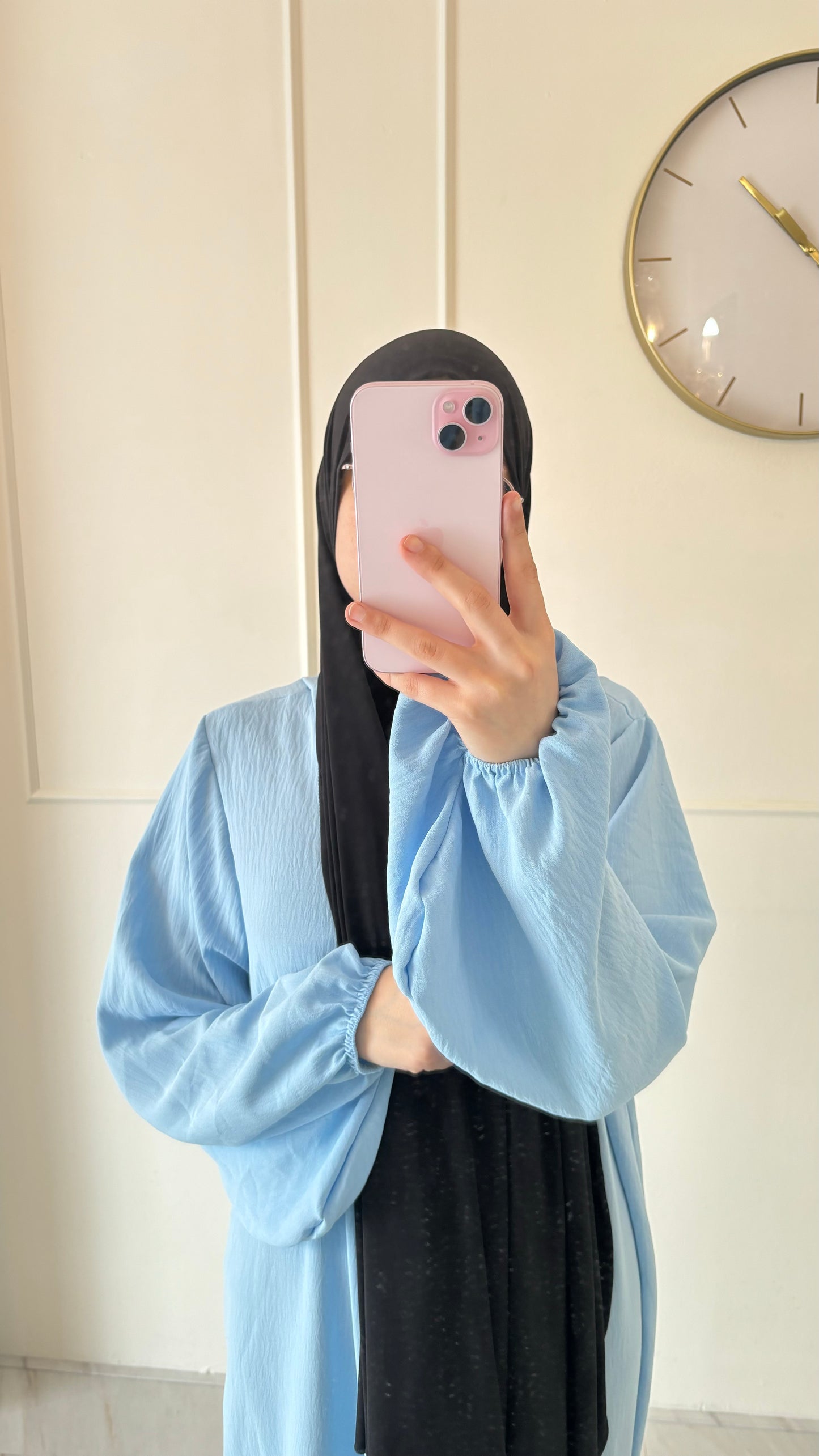 Abaya jazz ballon sleeve lichtblauw