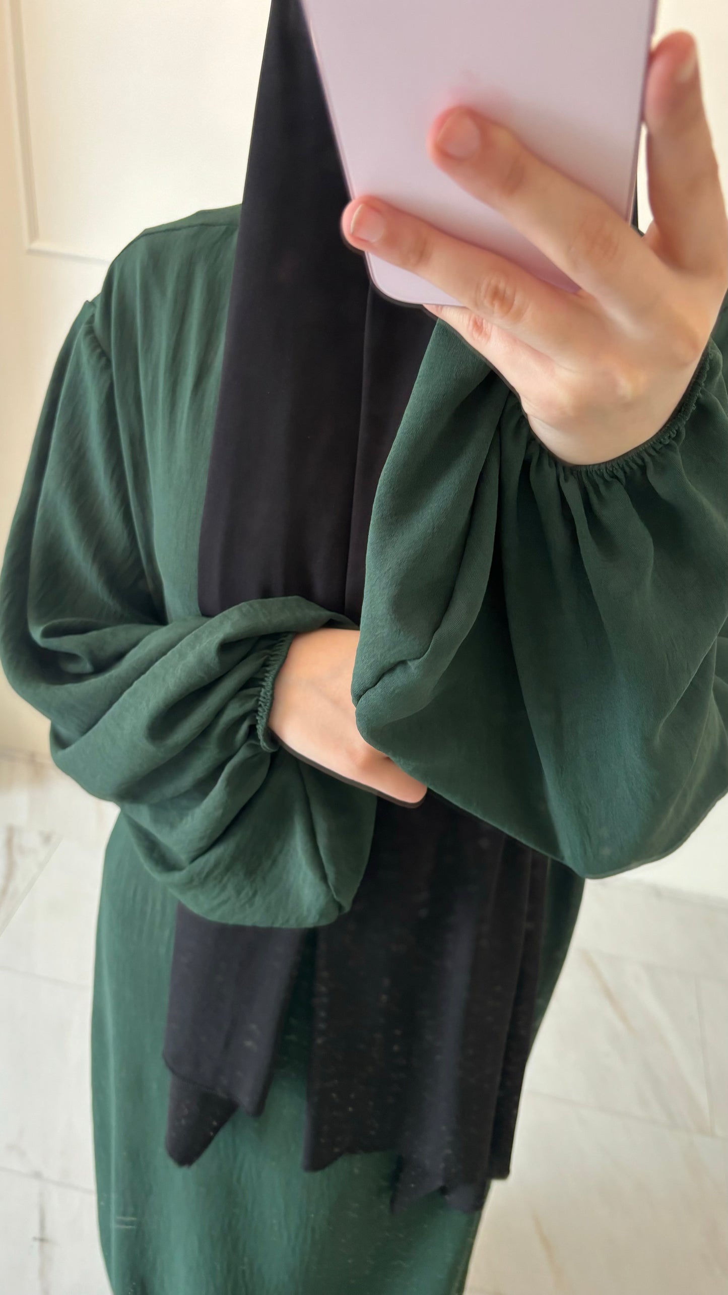Abaya jazz ballon sleeve donkergroen