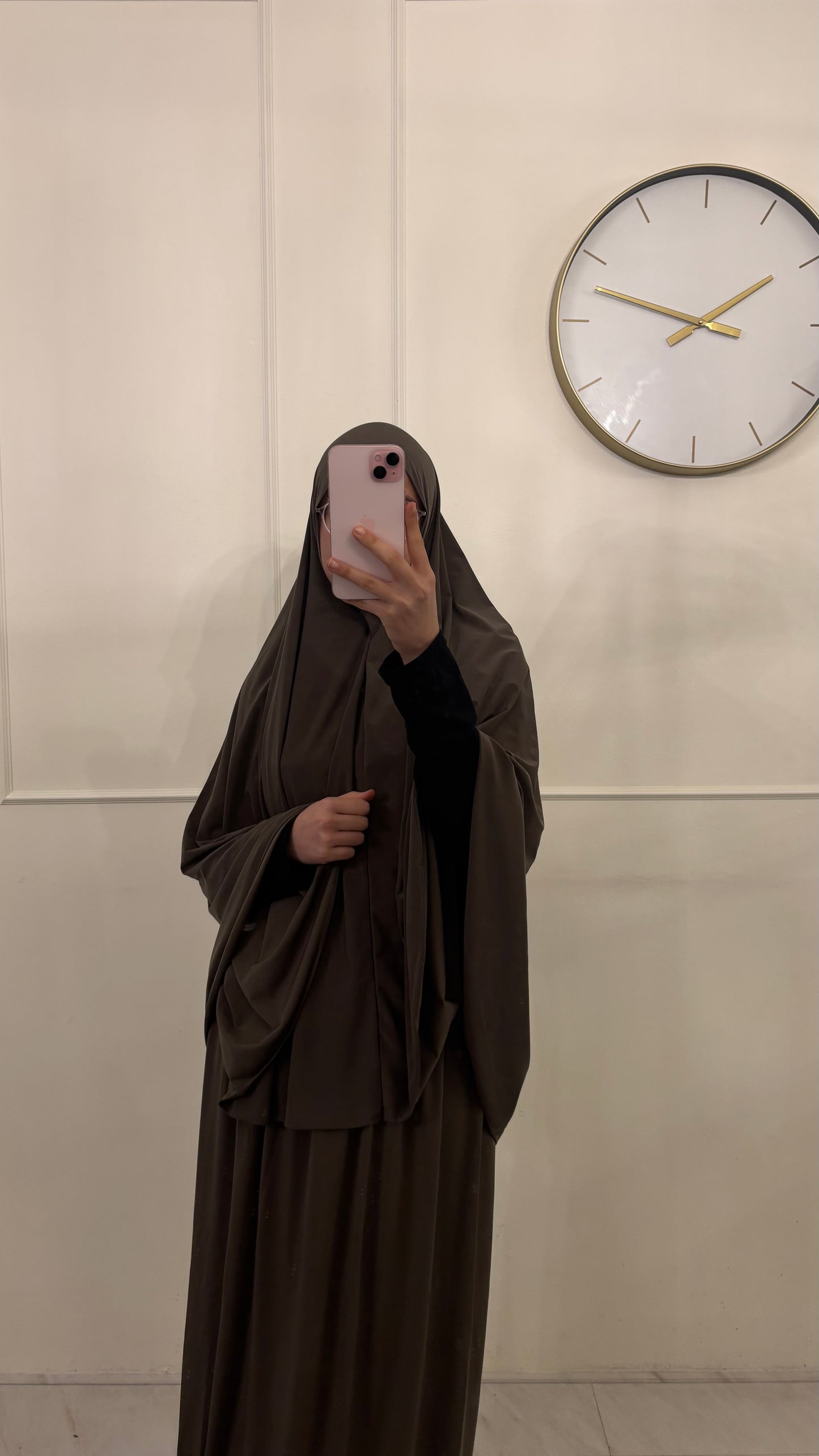 Premium Jersey Khimaar met Rok Set paarsgrijs