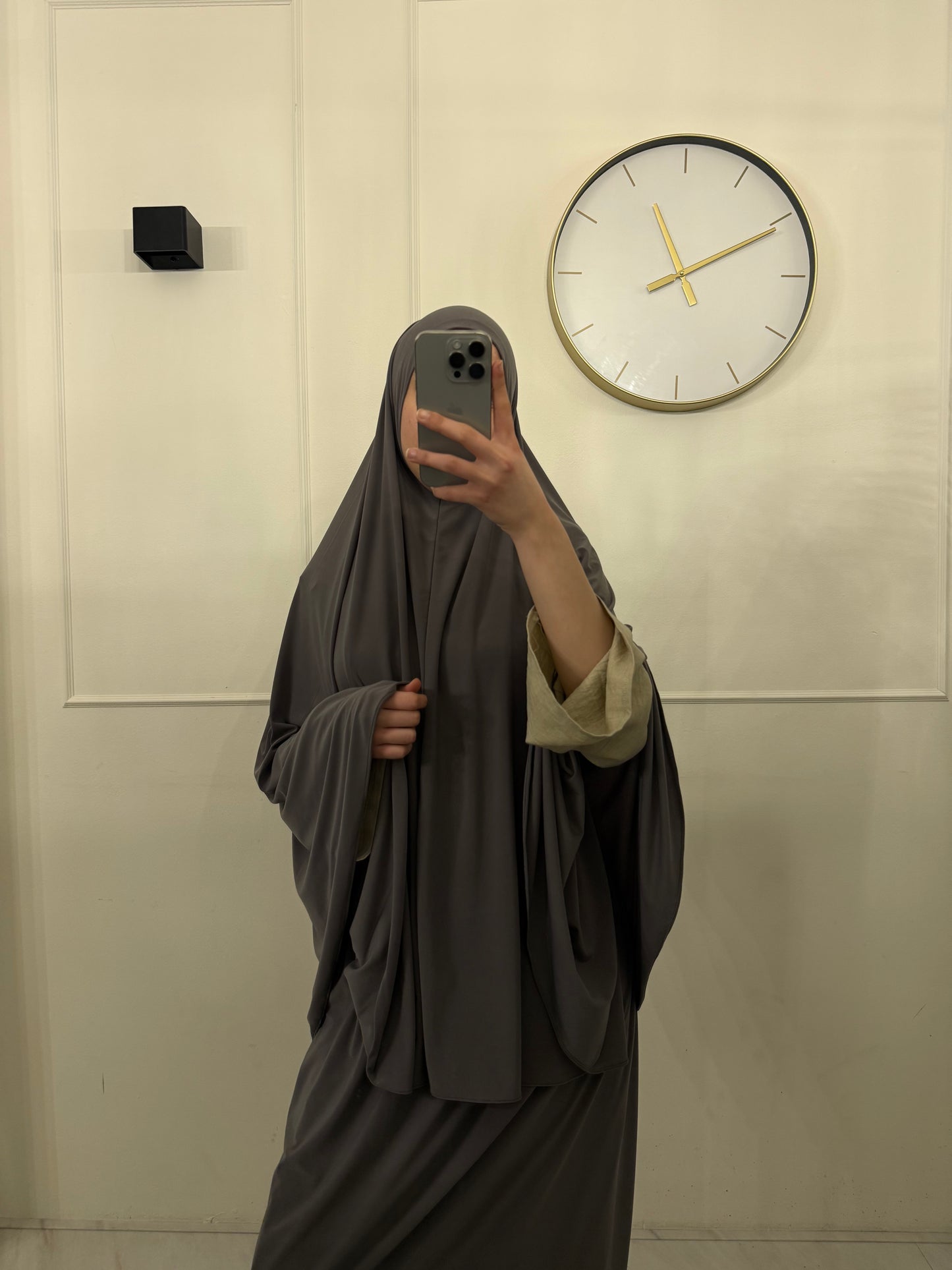 Premium Jersey Khimaar met Rok Set groengrijs