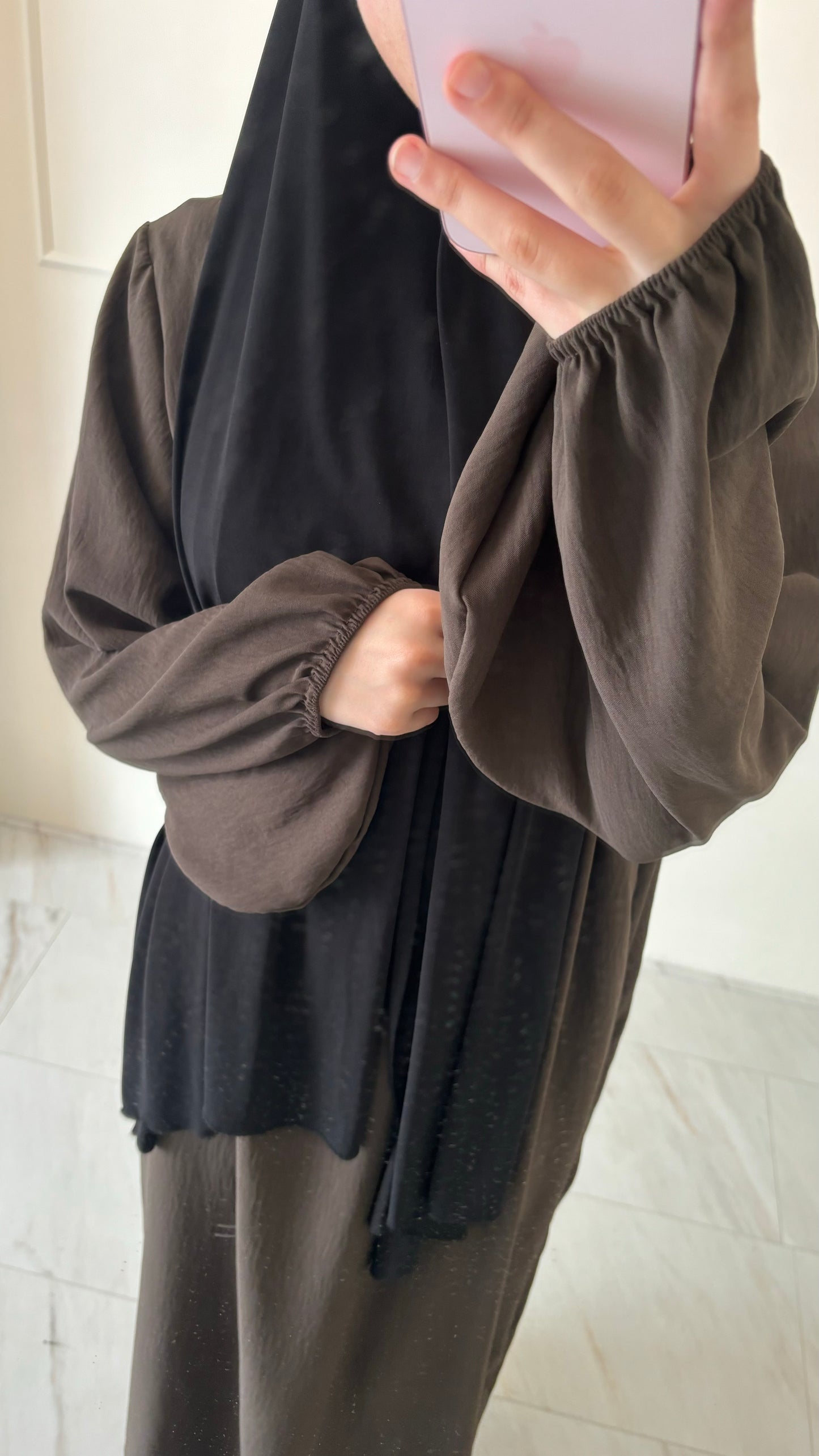 Abaya jazz ballon sleeve bruin