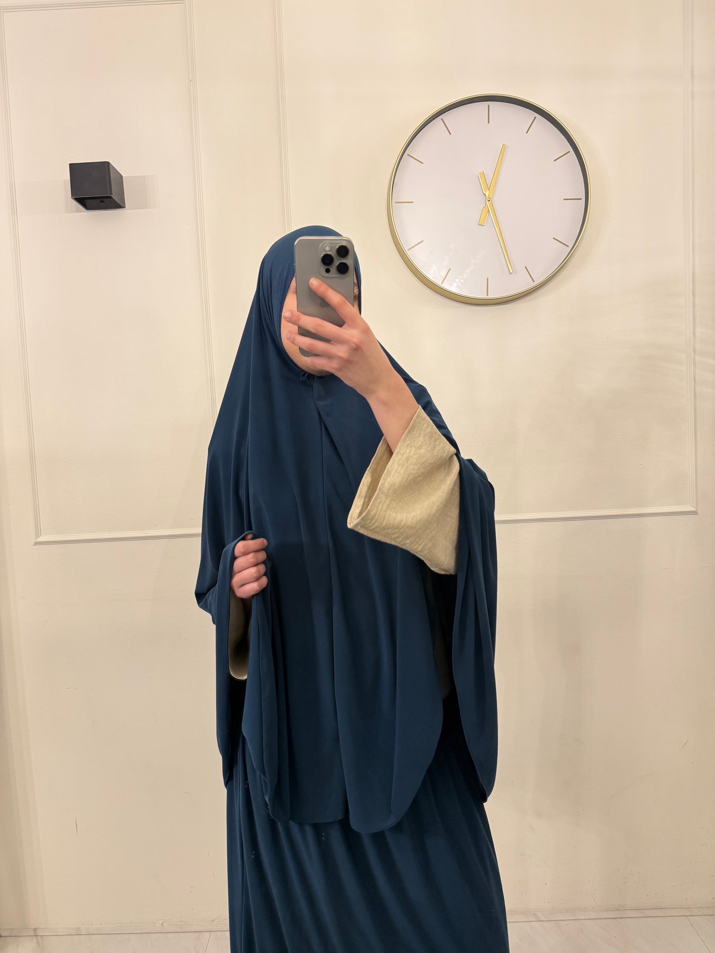 Premium Jersey Khimaar met Rok Set petrol