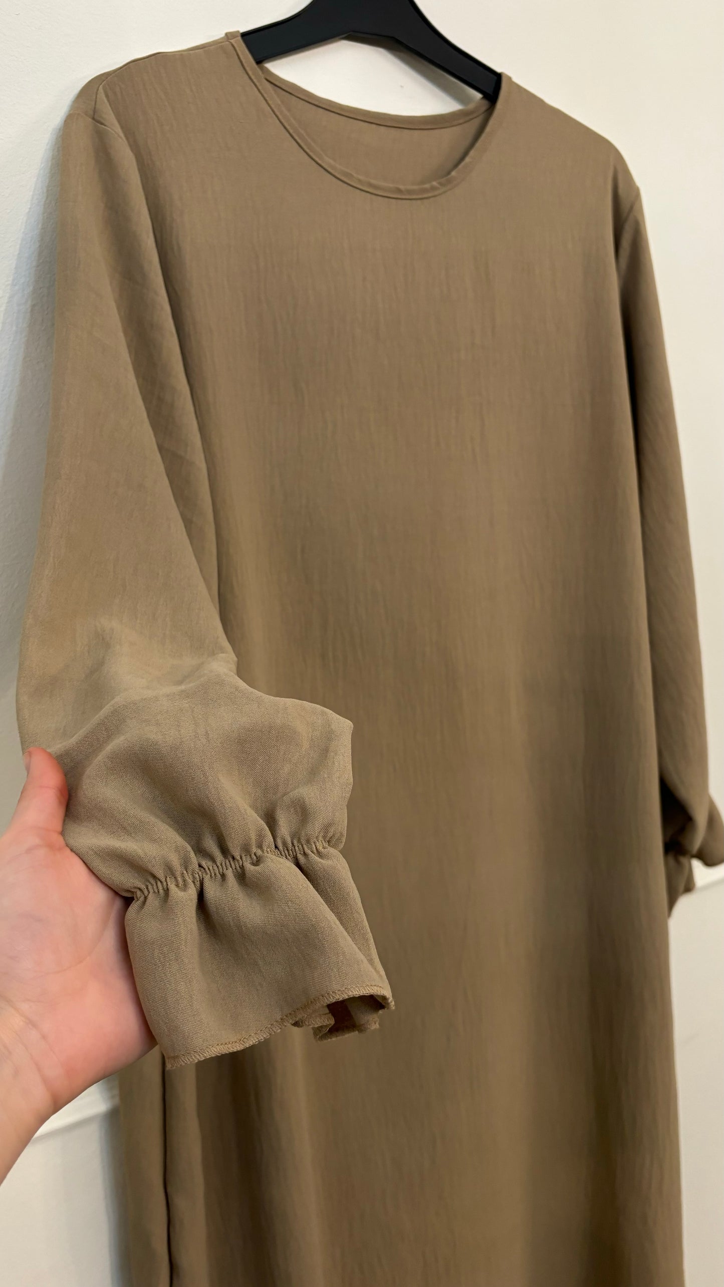 Abaya jazz ruffle donkerbeige