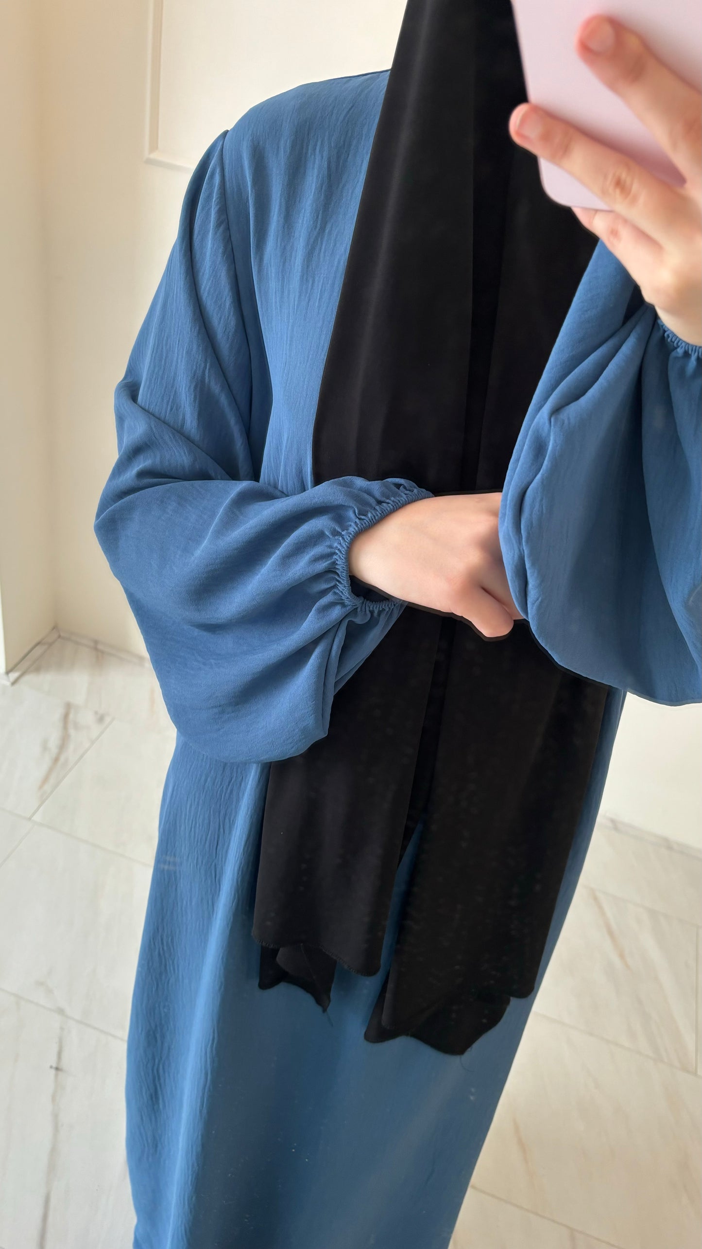 Abaya jazz ballon sleeve blauw