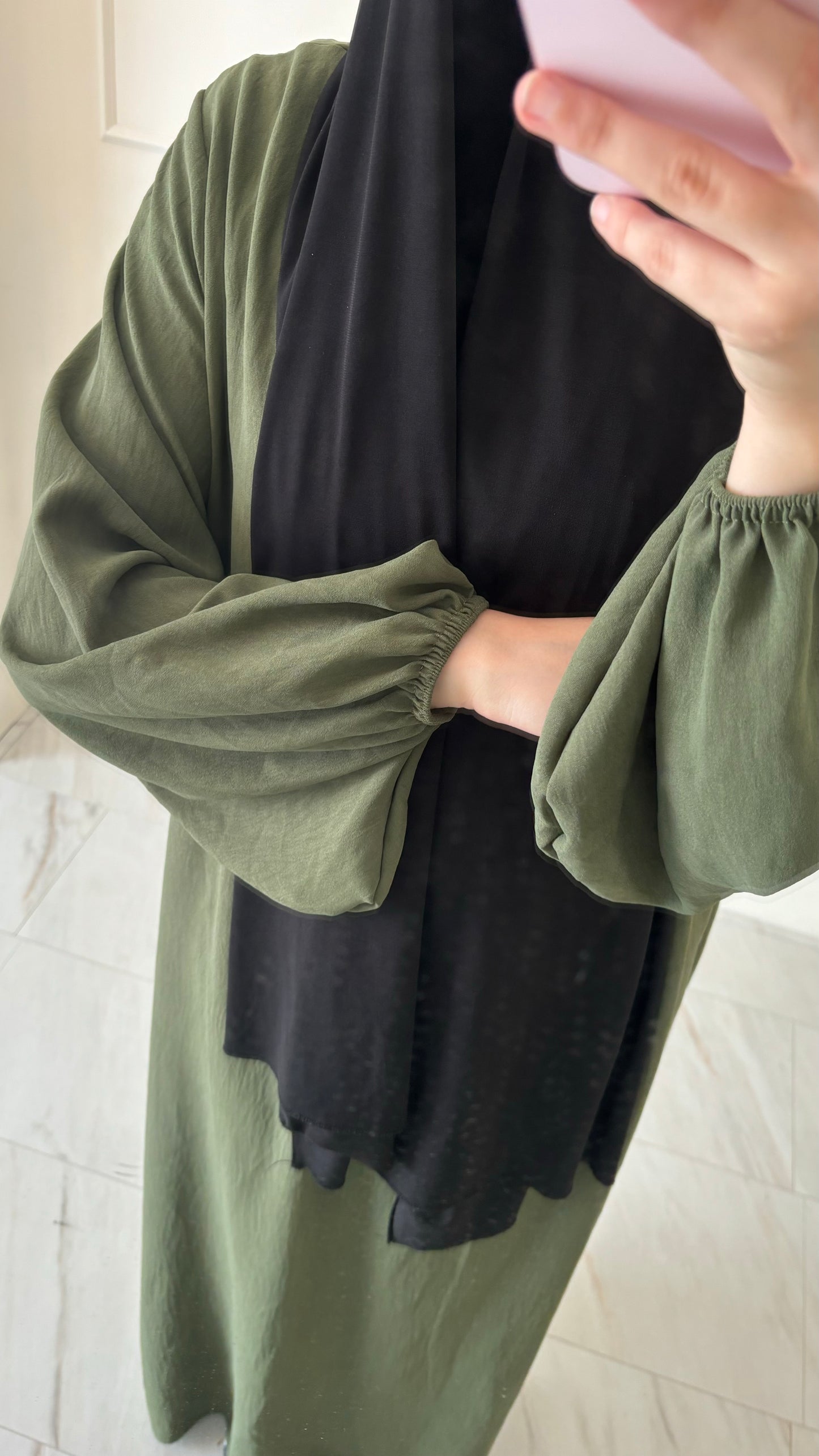 Abaya jazz ballon sleeve khaki