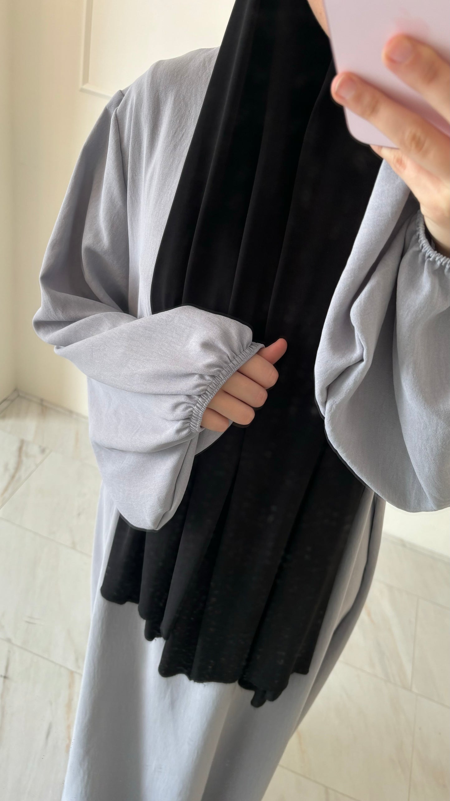 Abaya jazz ballon sleeve lichtgrijs