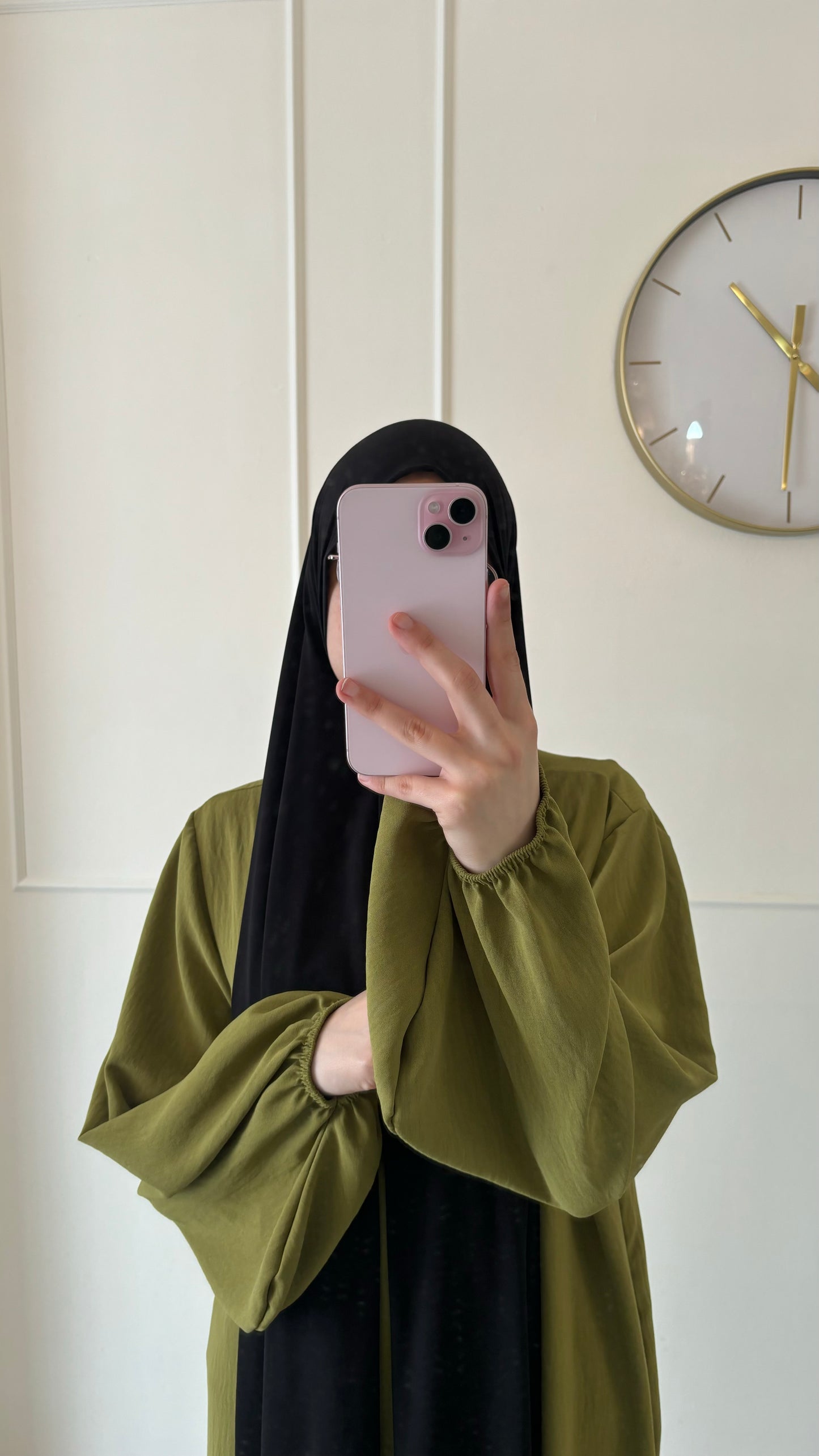 Abaya jazz ballon sleeve olijfgroen