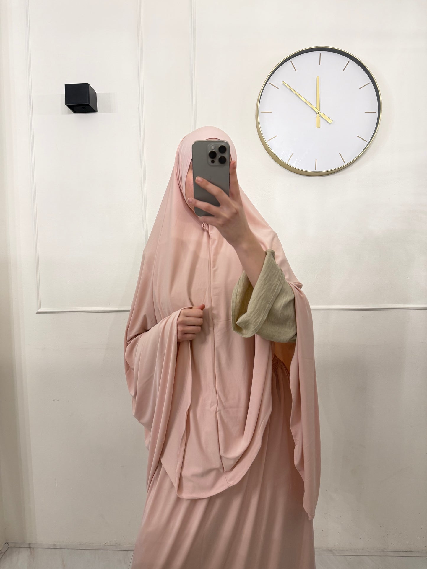 Premium Jersey Khimaar met Rok Set lichtroze