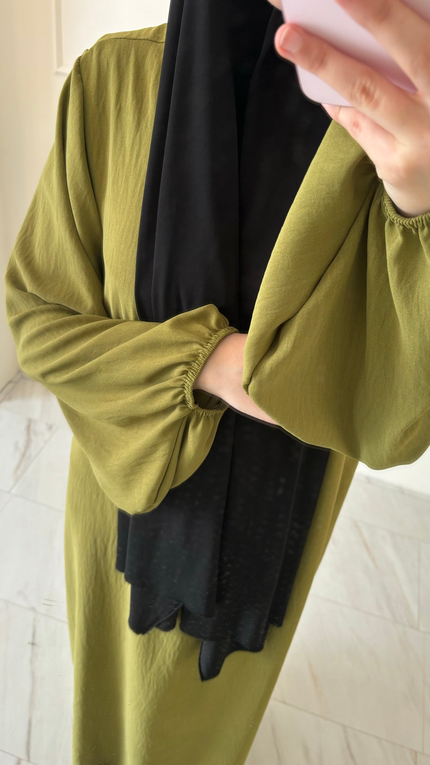 Abaya jazz ballon sleeve olijfgroen