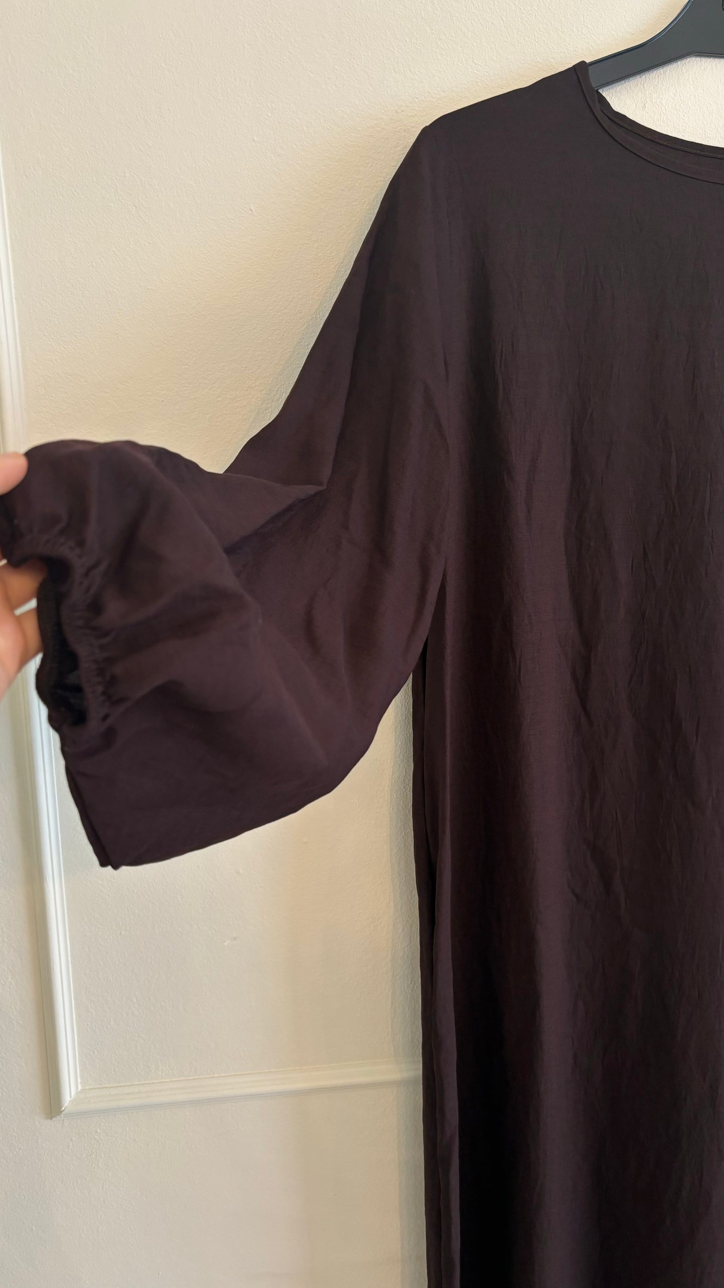 Abaya ballon sleeve donkerbruin
