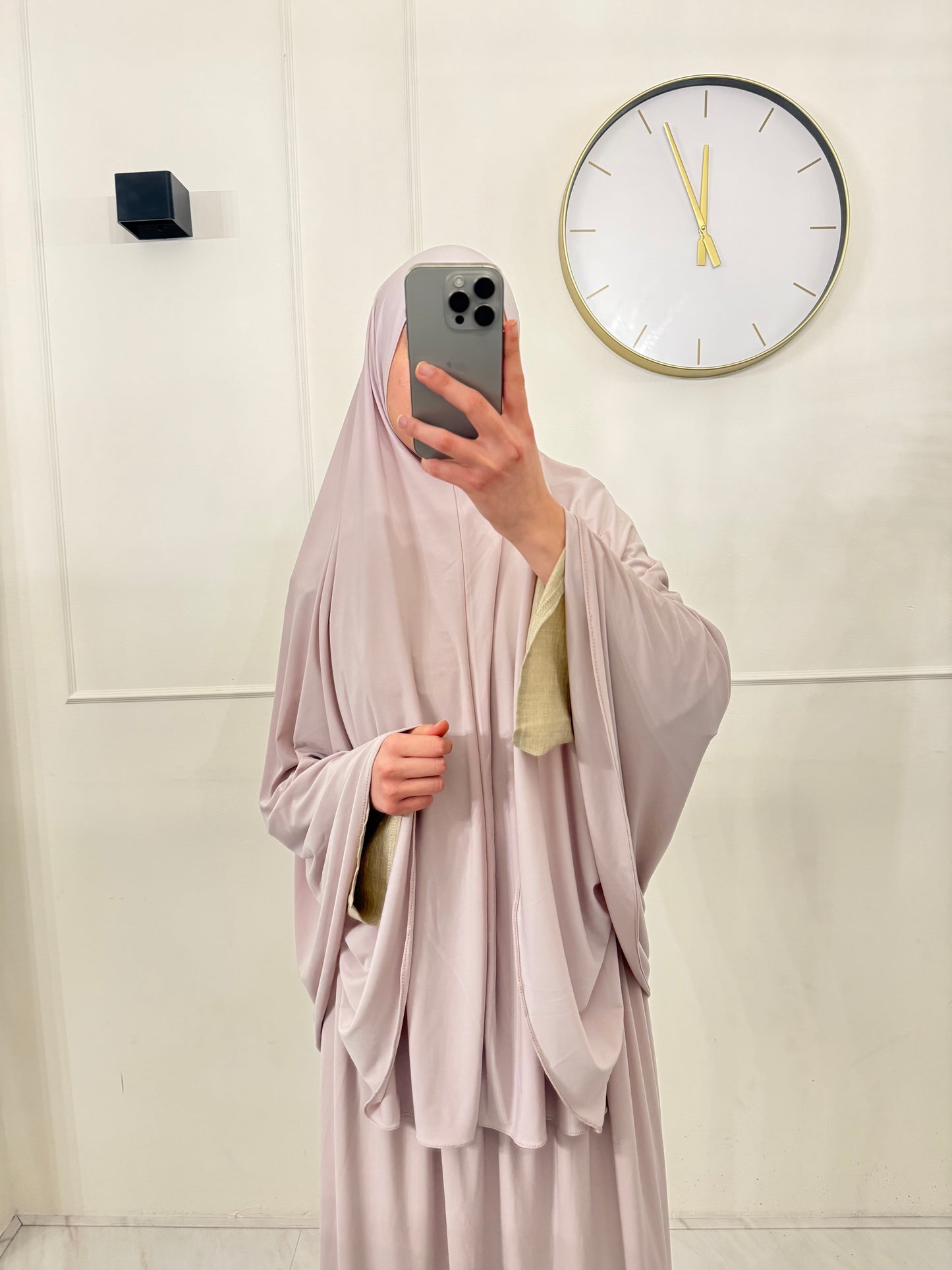 Premium Jersey Khimaar met Rok Set rozebeige