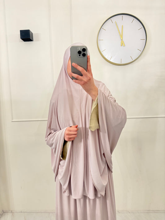 Premium Jersey Khimaar met Rok Set rozebeige