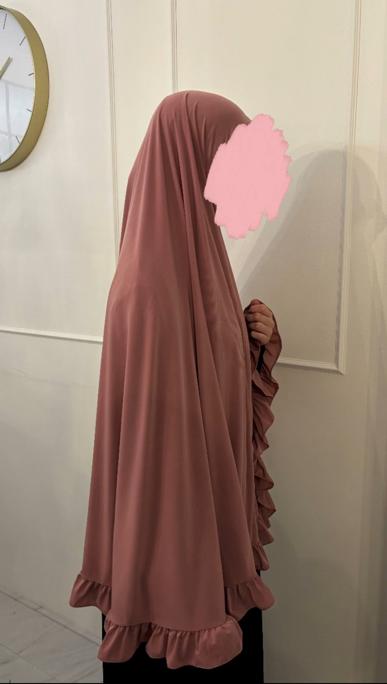 Premium Jersey Khimaar Ruffle roze