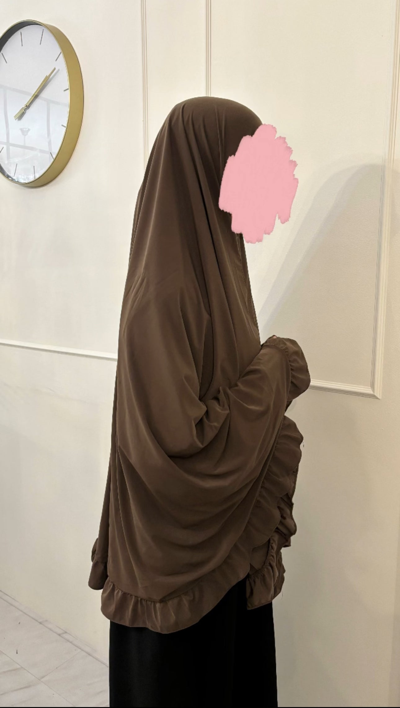 Premium Jersey Khimaar Ruffle chocoladebruin