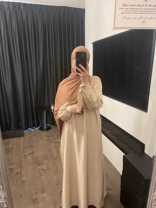 Satin Abaya beige