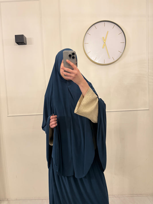 Premium Jersey Khimaar met Rok Set petrol