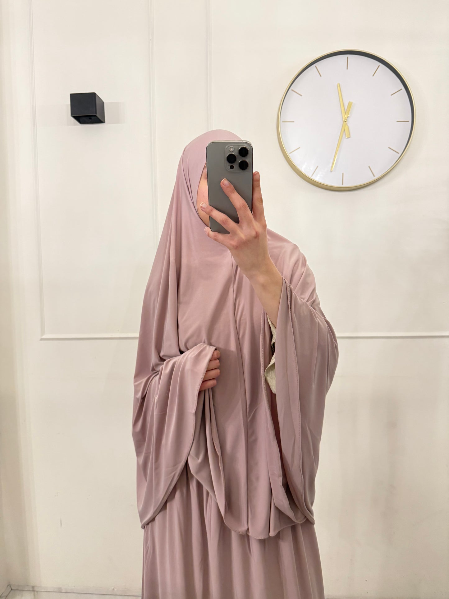 Premium Jersey Khimaar met Rok Set rozepaars