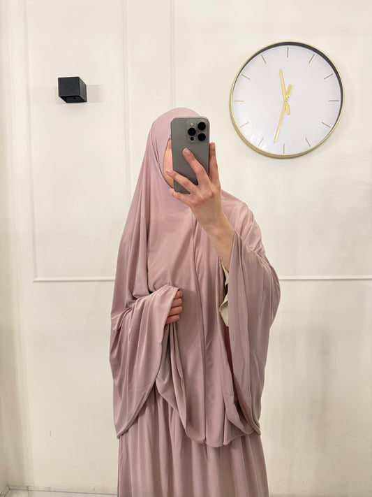 Premium Jersey Khimaar met Rok Set rozepaars