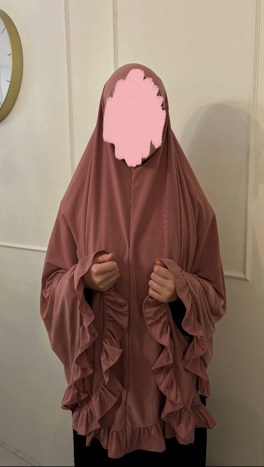 Premium Jersey Khimaar Ruffle roze