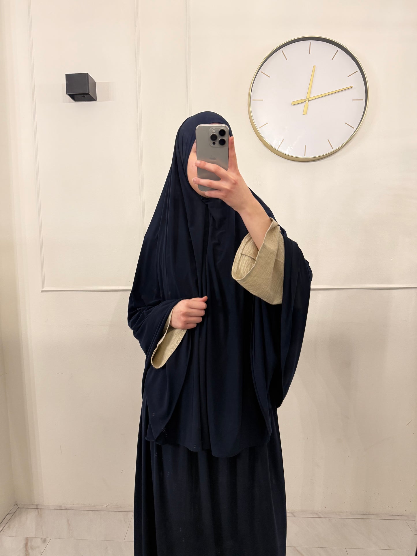 Premium Jersey Khimaar met Rok Set donkerblauw