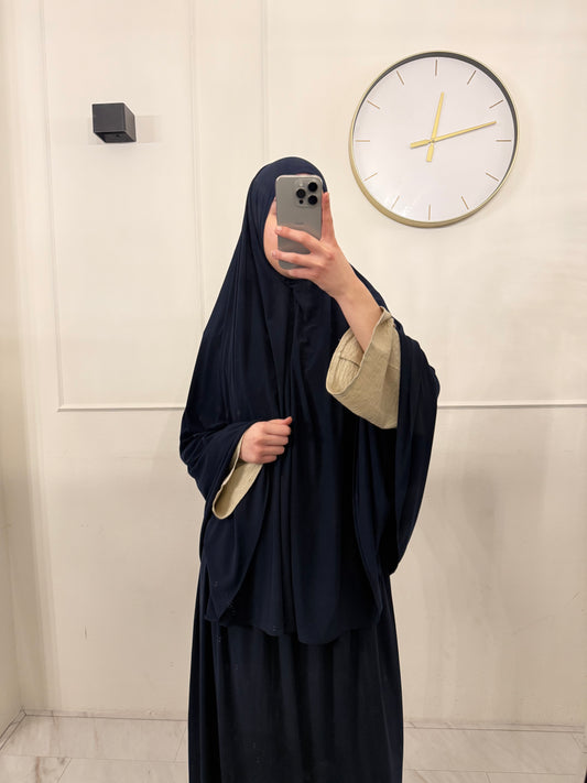 Premium Jersey Khimaar met Rok Set donkerblauw