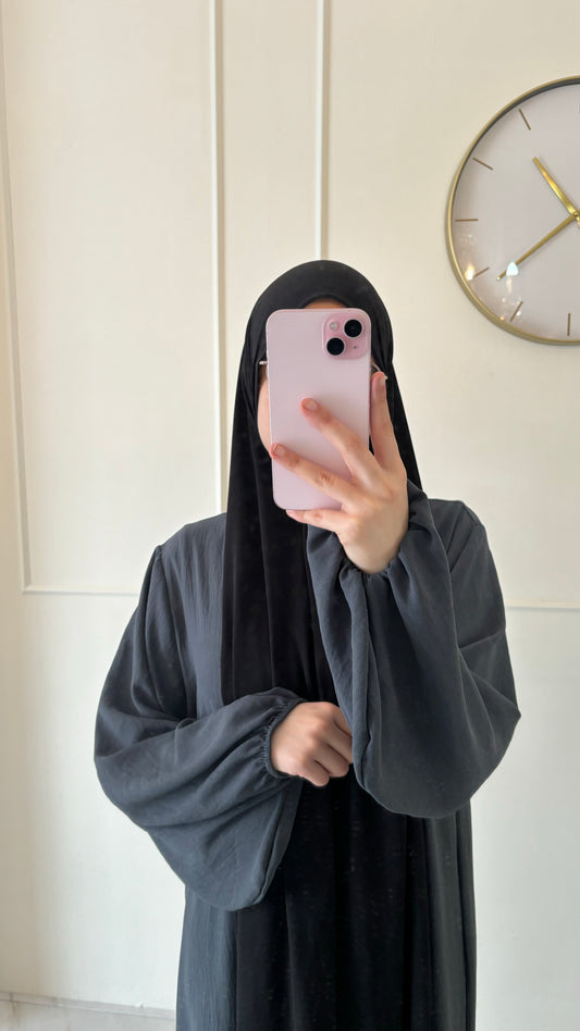 Abaya jazz ballon sleeve donkergrijs
