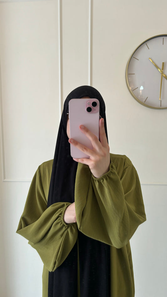 Abaya jazz ballon sleeve olijfgroen
