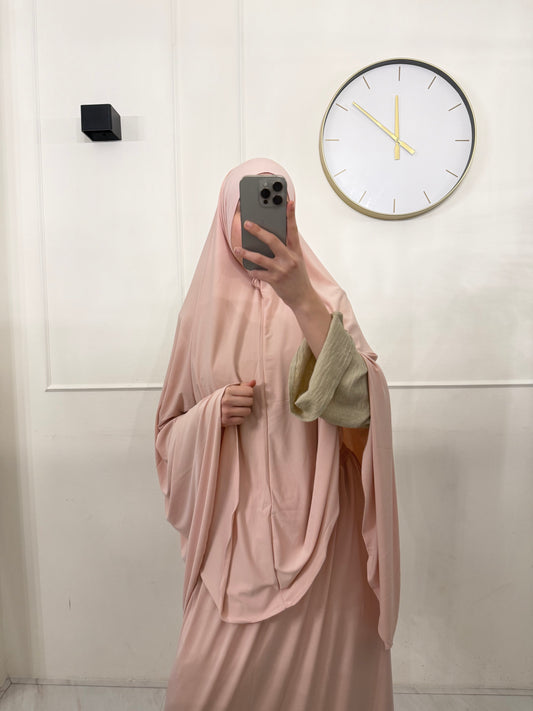 Premium Jersey Khimaar met Rok Set lichtroze