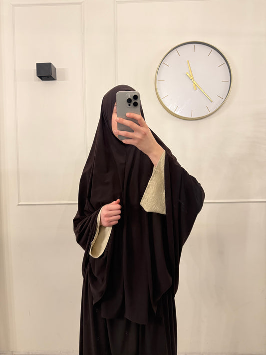 Premium Jersey Khimaar met Rok Set chocoladebruin