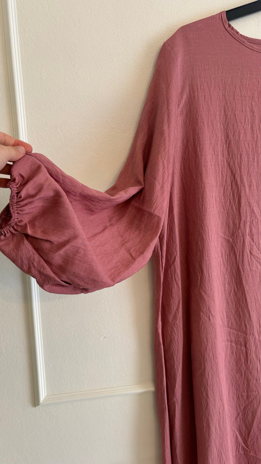 Abaya ballon sleeve roze