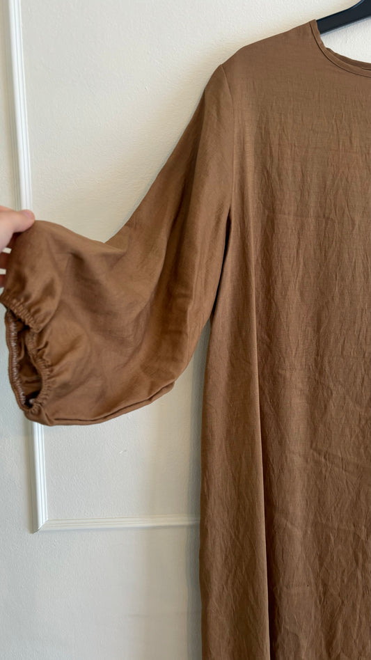 Abaya ballon sleeve bruin