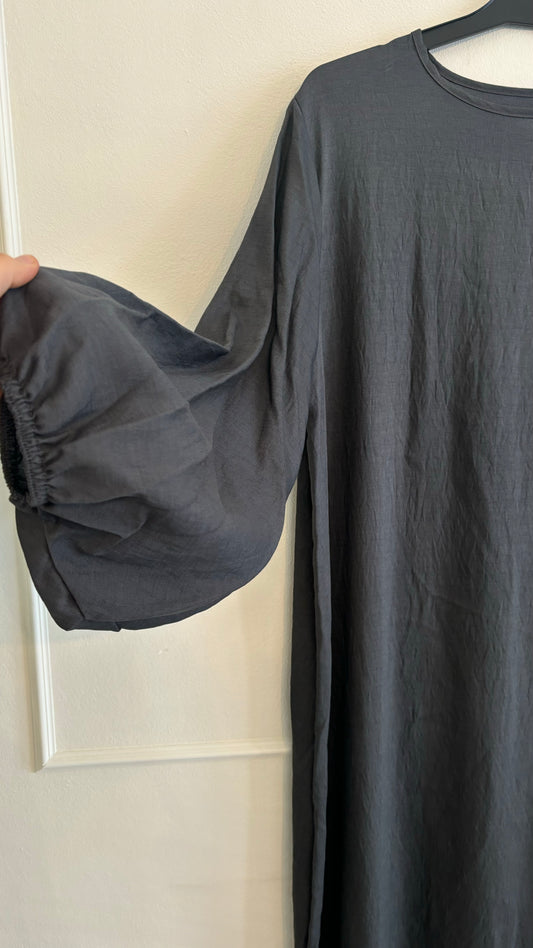 Abaya ballon sleeve donkergrijs