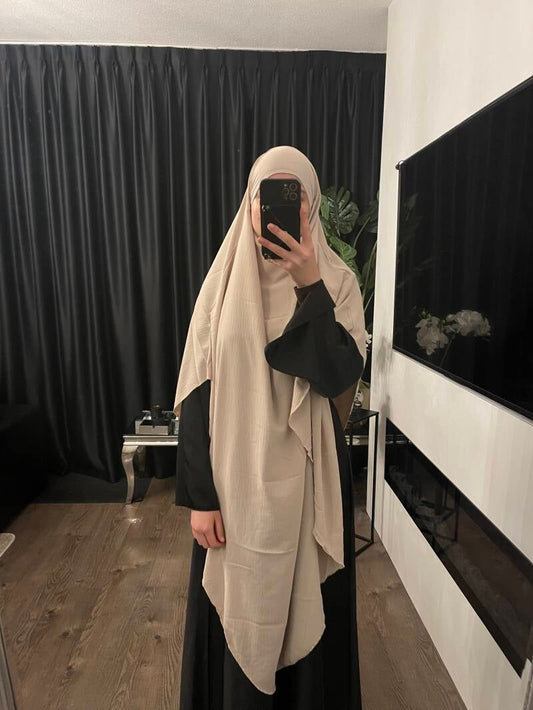 Kniekhimaar tie-back rond jazz beige
