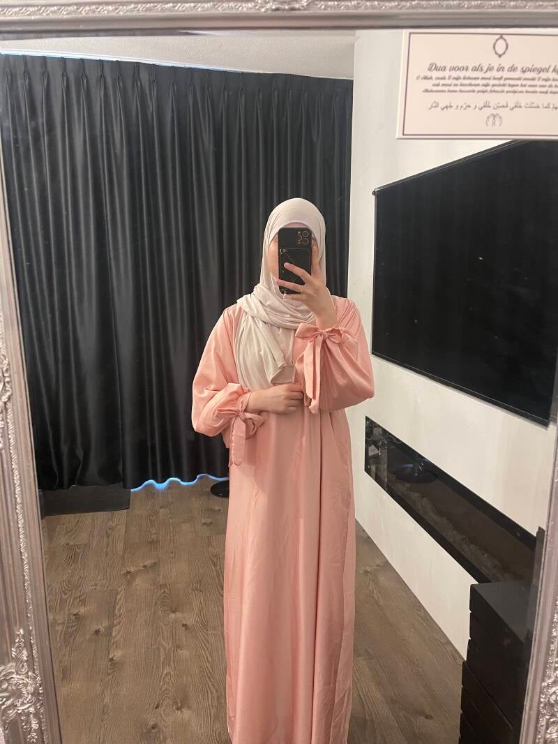 Satin Abaya lichtroze