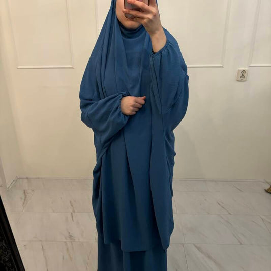 Jilbab 2-delig jazz blauw