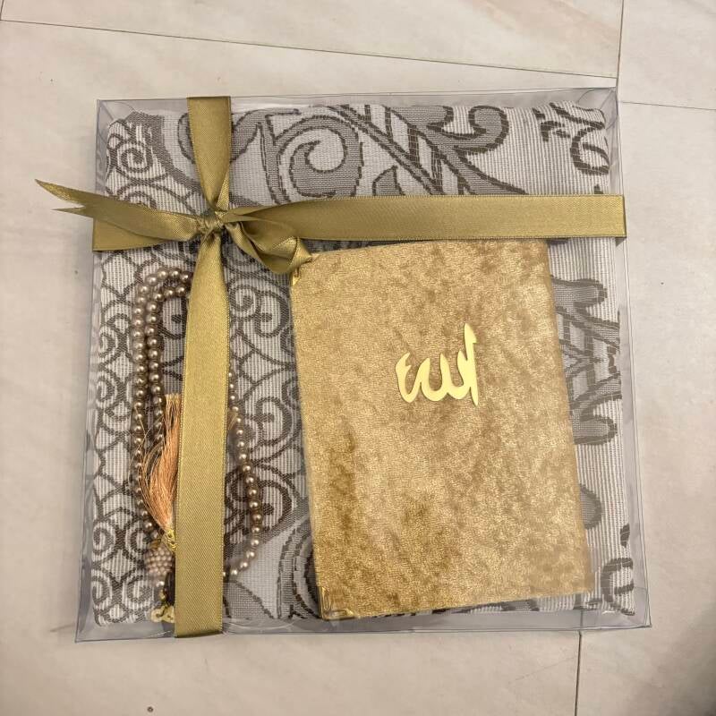 Cadeauset kleine koran, tasbih & gebedskleed goud 2.0