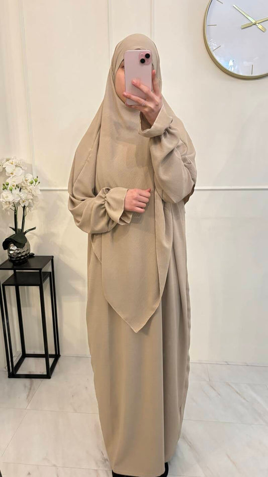 Abaya & khimaar set jazz donkerbeige