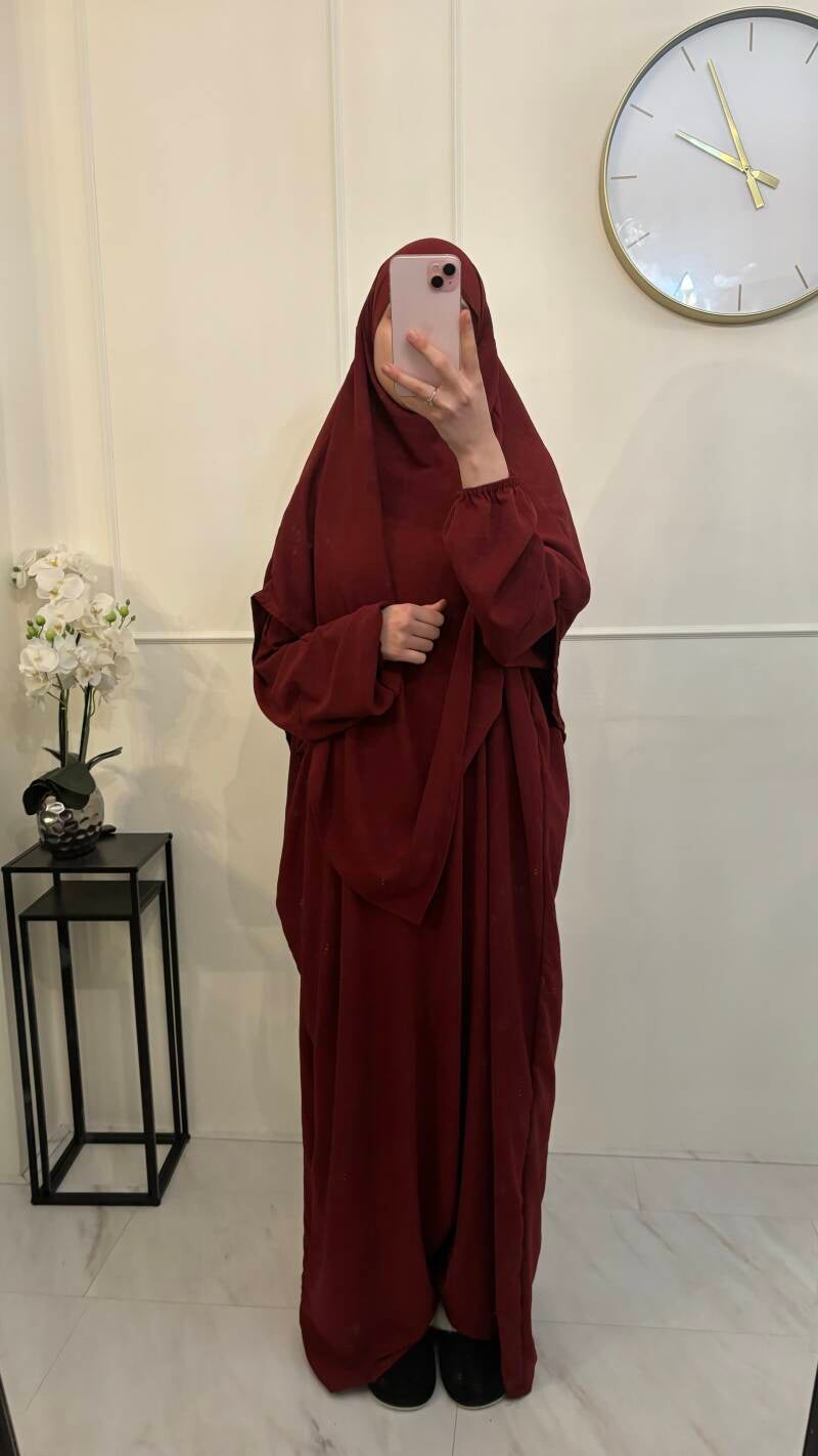 Abaya vlinder & khimaar set jazz bordeaux