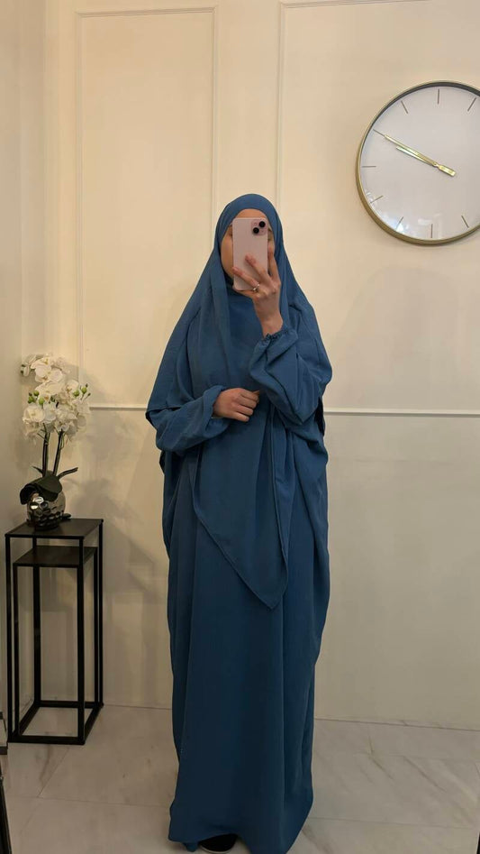 Abaya vlinder & khimaar set jazz blauw