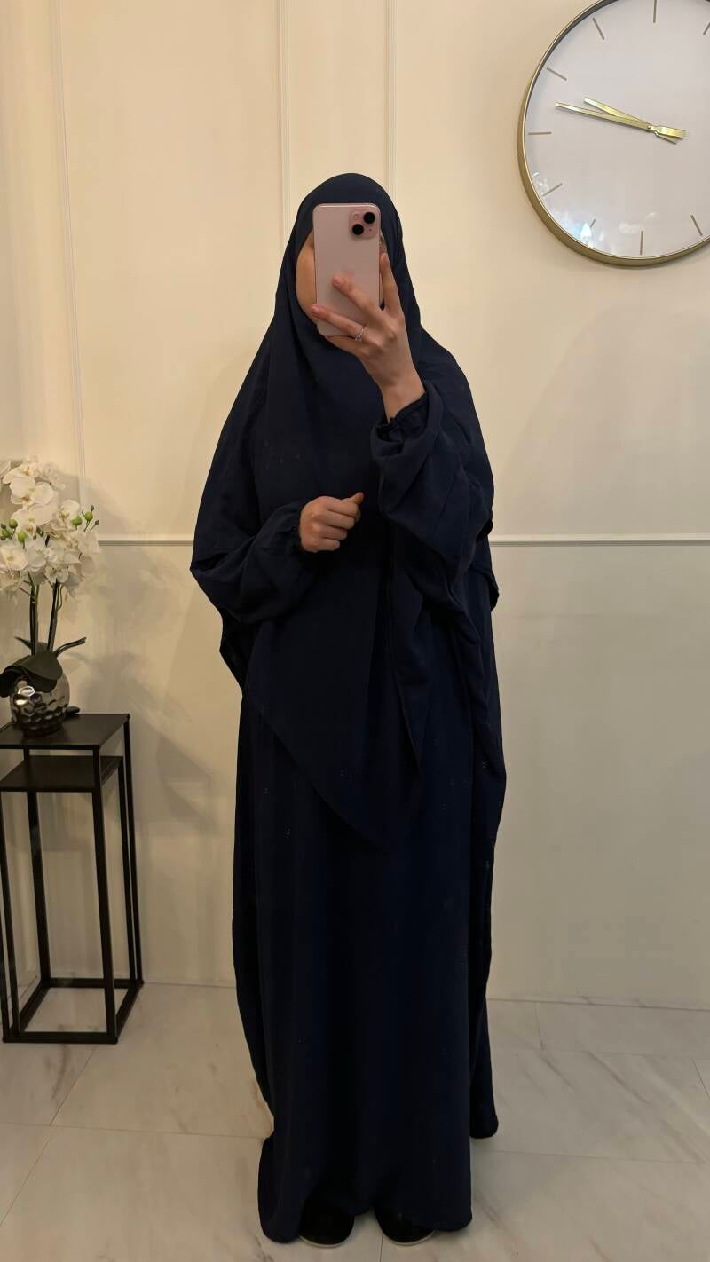 Abaya vlinder & khimaar set jazz donkerblauw