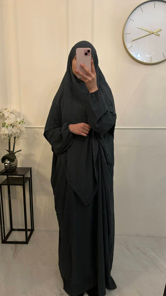 Abaya vlinder & khimaar set jazz donkergrijs